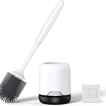 Lefree Silicone Toilet Brush and Holder Set with Ventilated Holder, Floor Standing & Wall Mounted Toilet Scrubber