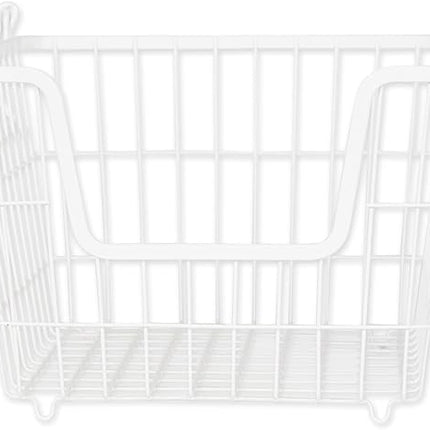 DII Metal Wire Mesh Stackable Utility Storage Bin, Medium, 11x11x8", White