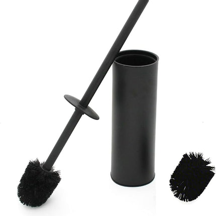 Toilet Brush and Holder,304 Stainless Steel Toilet Brush with Long Brush Handle,Toilet Bowl Brush for Bathroom Cleaning,2 Bristle Heads, Black
