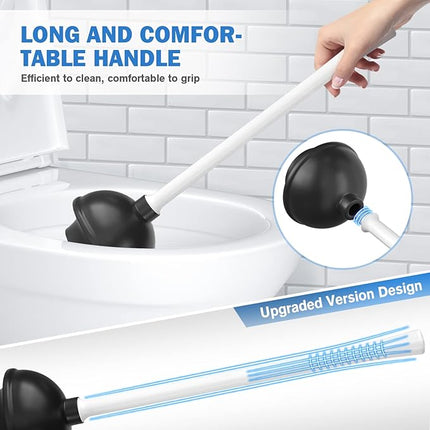 Toilet Plunger and Brush Set, Silicone Toilet Brush and Plunger with Holder for 5.7-inch Toilet Drain, 2-in-1 Toilet Brush Plunger Combo with Caddy Stand (White)