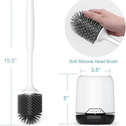 Lefree Silicone Toilet Brush and Holder Set with Ventilated Holder, Floor Standing & Wall Mounted Toilet Scrubber
