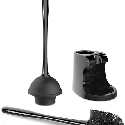 MR.SIGA Toilet Plunger and Bowl Brush Combo for Bathroom Cleaning, Black, 1 Set
