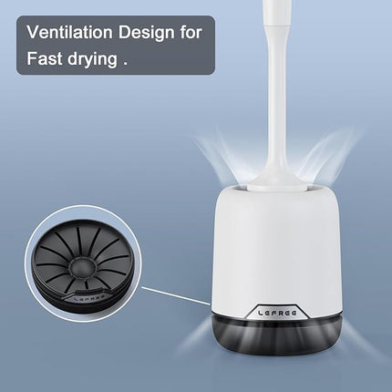 Lefree Silicone Toilet Brush and Holder Set with Ventilated Holder, Floor Standing & Wall Mounted Toilet Scrubber