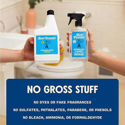 Aunt Fannie's Bathroom Cleaning Bundle, Natural Bathroom Cleaner Spray and Toilet Bowl Cleaner, Vinegar and Plant-Based Formula, Streak-Free, Non-Toxic, Safe for Kids and Pets, Pack of 2