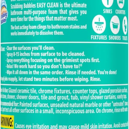 Scrubbing Bubbles Easy Clean Foaming Multipurpose Bathroom Cleaner, Continuous Spray Bottle, Fast Acting Foam, 13.58 Ounce (Pack of 2)
