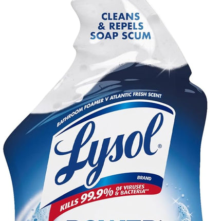 Lysol Power Foaming Bathroom Cleaner, Multipurpose Cleaner For Showers, Bathtubs, Sinks, Disinfectant Spray Kills 99.9% Of Germs, Zero Bleach Cleaning Spray, 32 Oz.