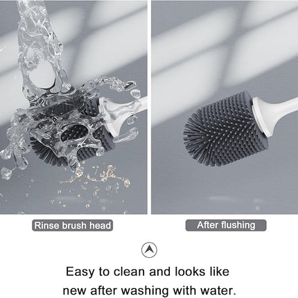 Lefree Silicone Toilet Brush and Holder Set with Ventilated Holder, Floor Standing & Wall Mounted Toilet Scrubber