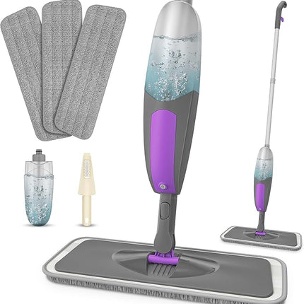 Spray Mops for Floor Cleaning - HOMSIER Microfiber Mop Wet Dry with 3 Washable Pads 550ML Refillable Bottle for Hardwood Wood Laminate Tile Marble Kitchen Home Hard Floors