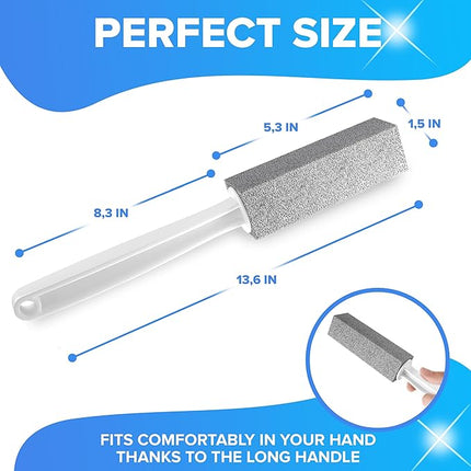 DISIWENE Pumice Cleaning Stone with Handle Toilet Bowl Cleaner Hard Water Ring Remover for Bath/Pool/Kitchen/Household Cleaning (2, 2 Pack with Extra Long Handle)