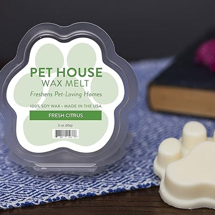 Pet House Fresh Citrus Wax Melts - Long-Lasting Scented Wax Melts Plant Based, Pet Friendly Pack of 4