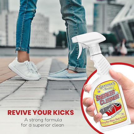 Grandma's Secret Shoe Cleaner - Stain Remover Spray for Rubber, Canvas and Leather - Removes Dirt, Grime and Grass - Sneakers Cleaner for Outdoor Shoes, Slippers and Moccasins 16 oz