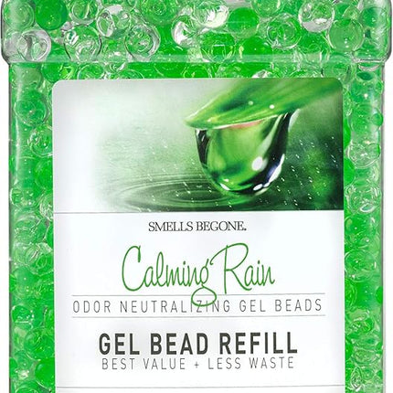 SMELLS BEGONE 48 oz Odor Eliminator Gel Bead Refill - Odor Eliminator for Bathrooms, Cars, Boats, RVs & Pet Areas - Made with Essential Oils - Calming Rain Scent