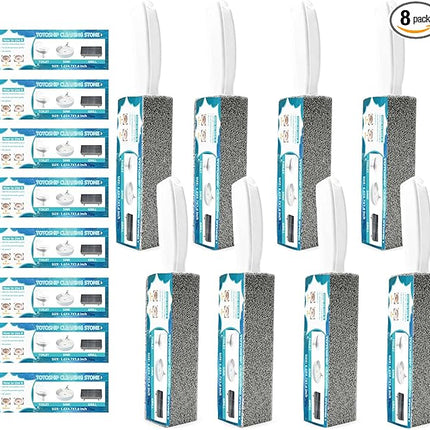 8 Pack Toilet Pumice Stone with Handle, Pumice Stone for Toilet Cleaning, Toilet Stone for Household Cleaning, with 8 Pack Label Manuals